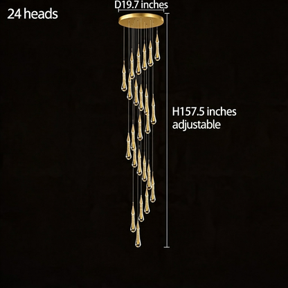 Long Crystal Chandelier Aluminium 1-48 Head LED