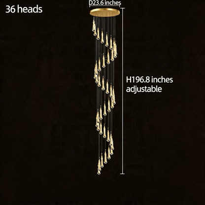 Long Crystal Chandelier Aluminium 1-48 Head LED