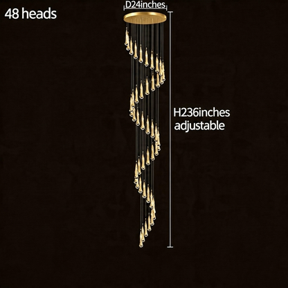 Long Crystal Chandelier Aluminium 1-48 Head LED