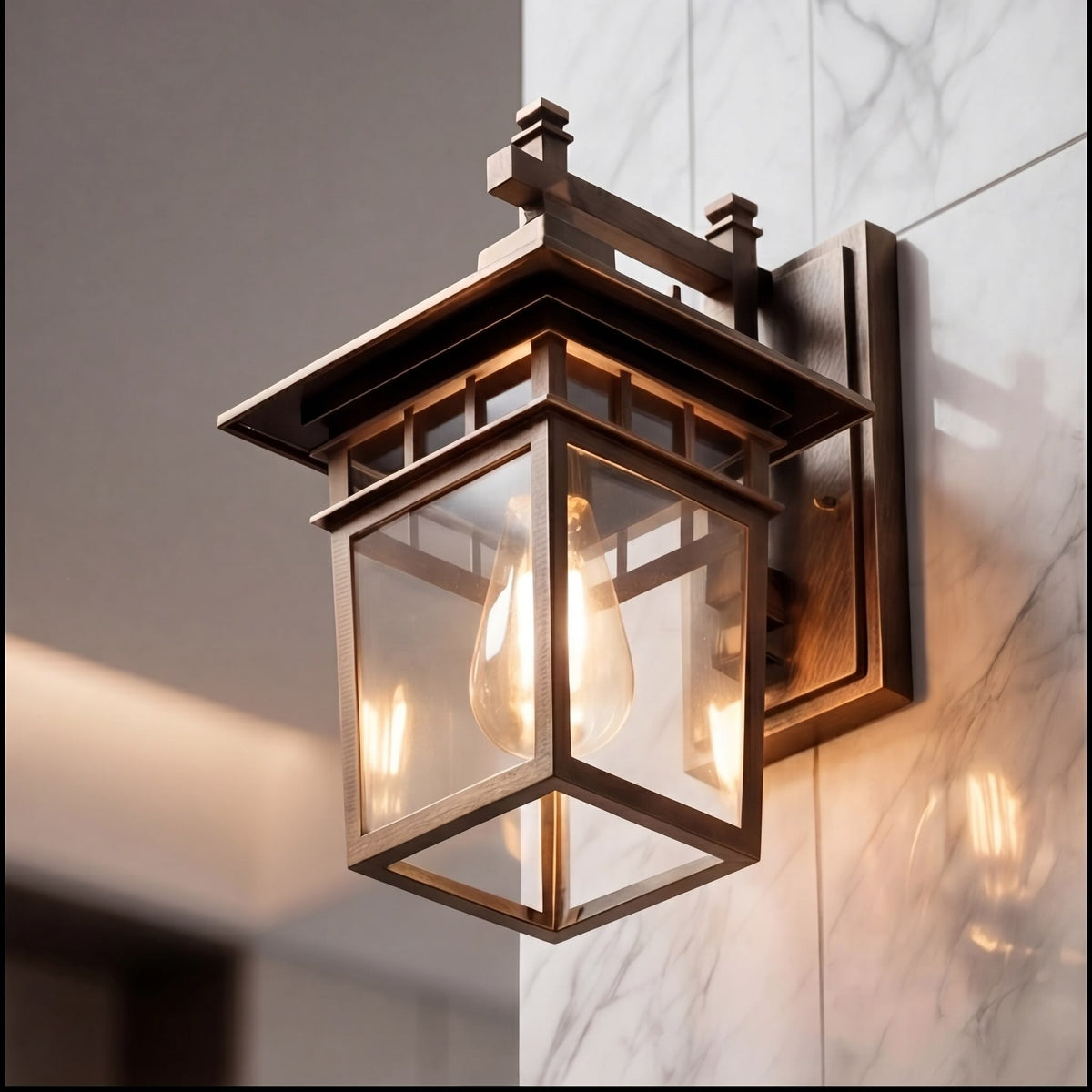 Classical Retro Outdoor Wall Light Sconce Waterproof Aluminum Glass E27 Bulb for Aisle Patio