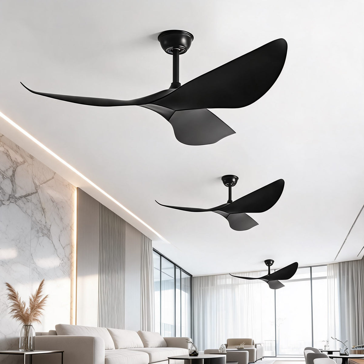 Dual Downrod Quiet DC Ceiling Fan 6 Speed Reversible without Light 96 or 132 cm