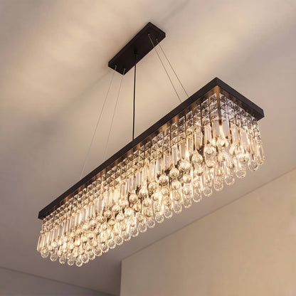 Black Rectangular K9 Crystal Chandelier LED