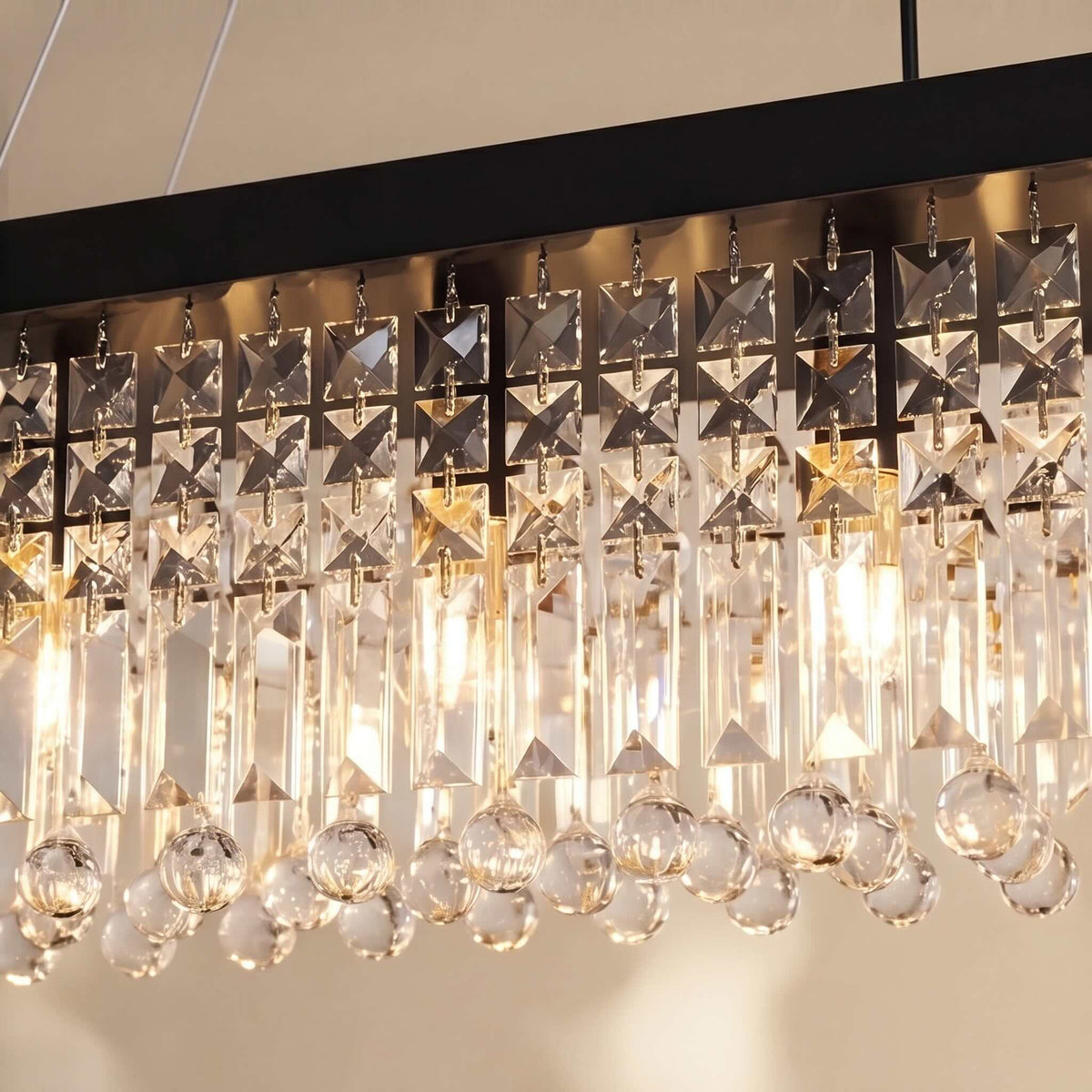 Black Rectangular K9 Crystal Chandelier LED