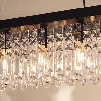 Black Rectangular K9 Crystal Chandelier LED