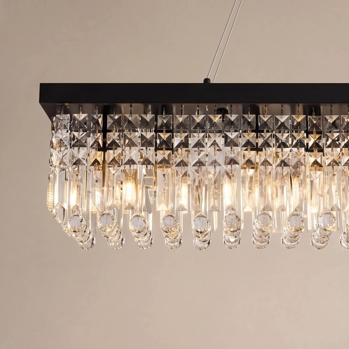 Black Rectangular K9 Crystal Chandelier LED