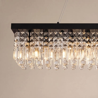 Black Rectangular K9 Crystal Chandelier LED