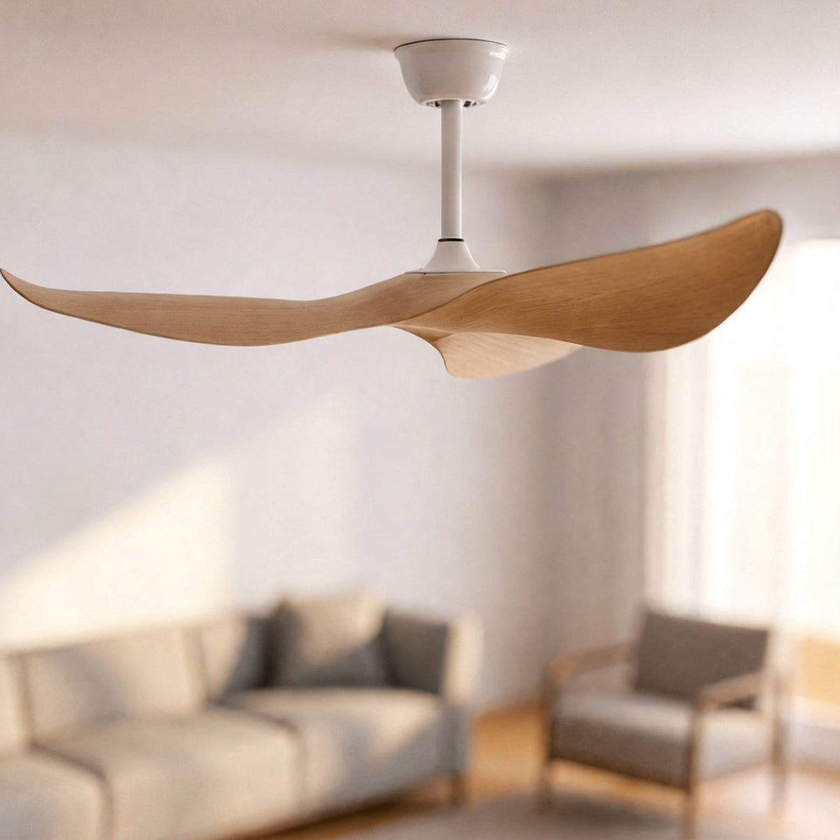 Dual Downrod Quiet DC Ceiling Fan 6 Speed Reversible without Light 96 or 132 cm