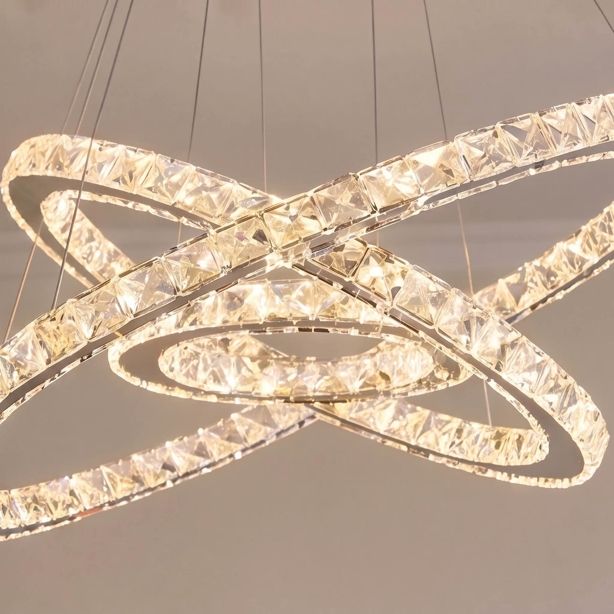 Crystal Multi-Ring Chandelier Adjustable LED Round