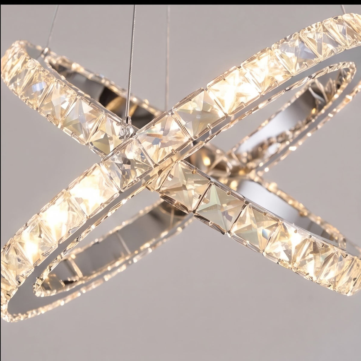 Crystal Multi-Ring Chandelier Adjustable LED Round