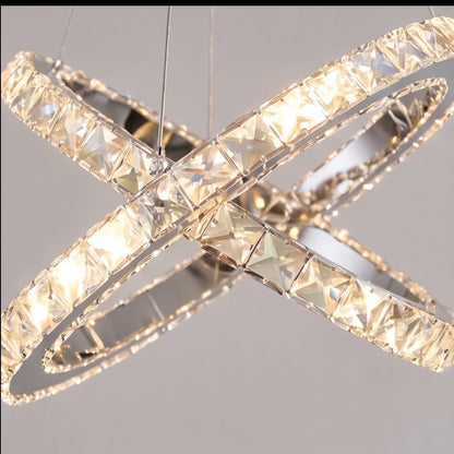 Crystal Multi-Ring Chandelier Adjustable LED Round