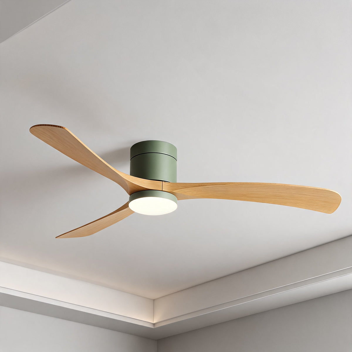 Tri-Colour LED Flush Mount DC Ceiling Fan with Light 2400 Lumens 96 to 142 cm