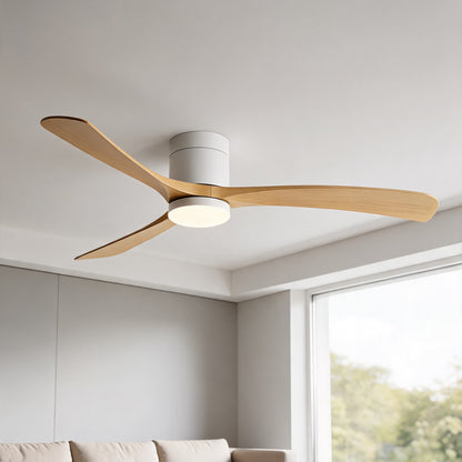 Tri-Colour LED Flush Mount DC Ceiling Fan with Light 2400 Lumens 96 to 142 cm