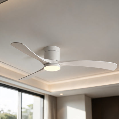 Tri-Colour LED Flush Mount DC Ceiling Fan with Light 2400 Lumens 96 to 142 cm