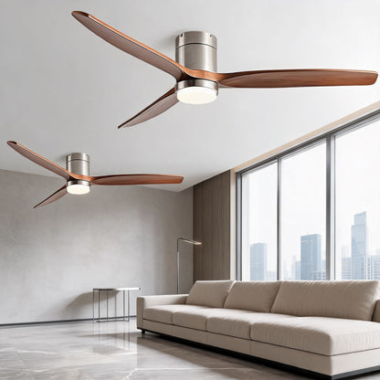 Real Wood Blade DC Ceiling Fan with 24W LED Light Tri-Colour 106 to 152 cm