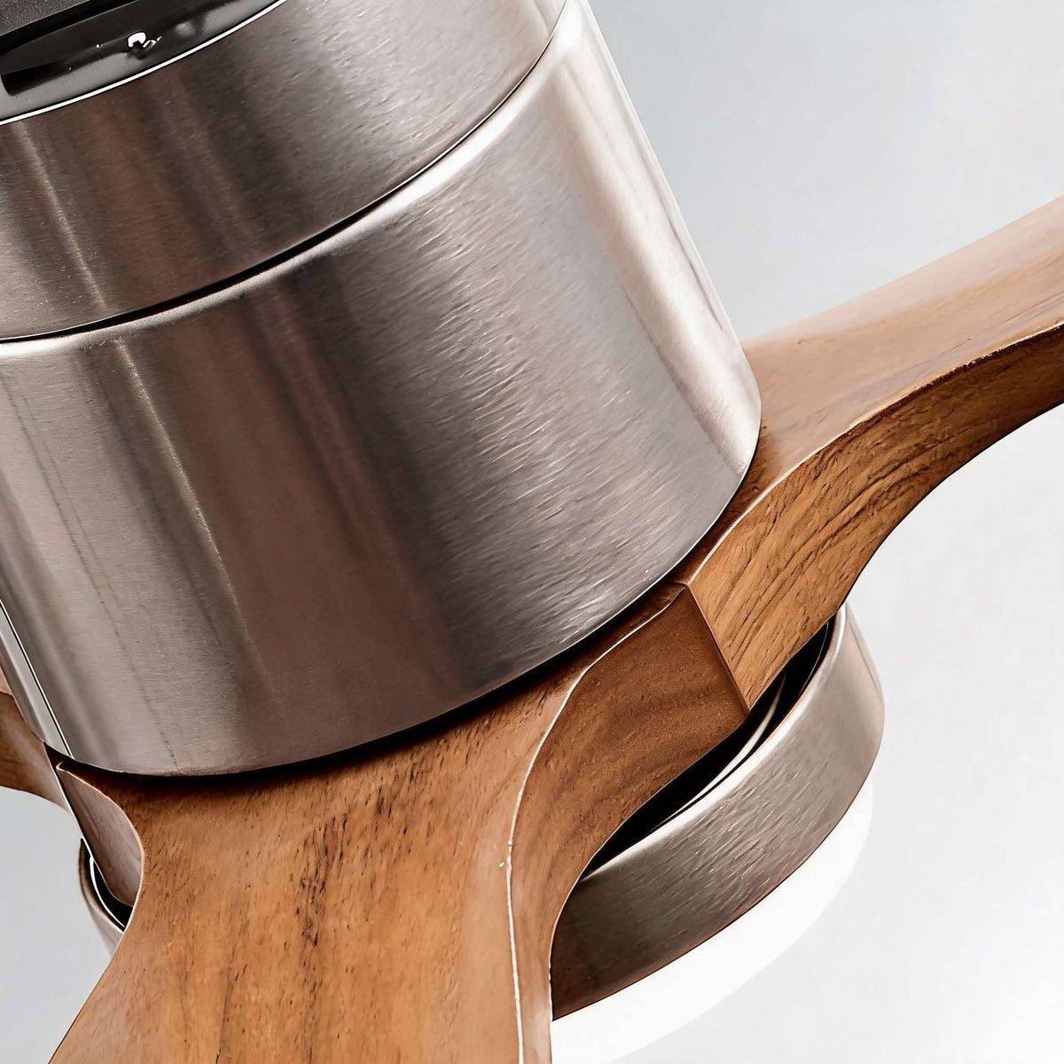 Real Wood Blade DC Ceiling Fan with 24W LED Light Tri-Colour 106 to 152 cm