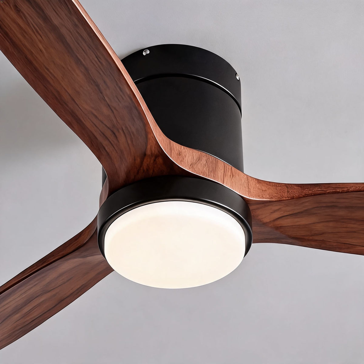 Real Wood Blade DC Ceiling Fan with 24W LED Light Tri-Colour 106 to 152 cm