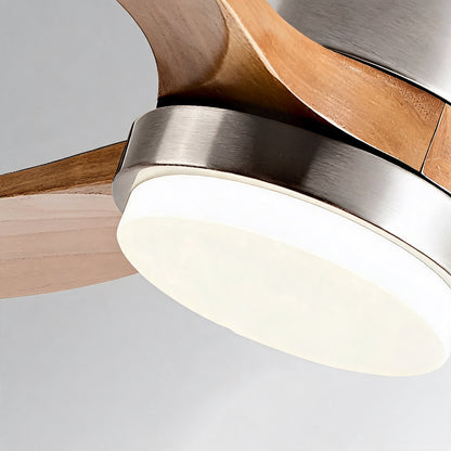 Real Wood Blade DC Ceiling Fan with 24W LED Light Tri-Colour 106 to 152 cm