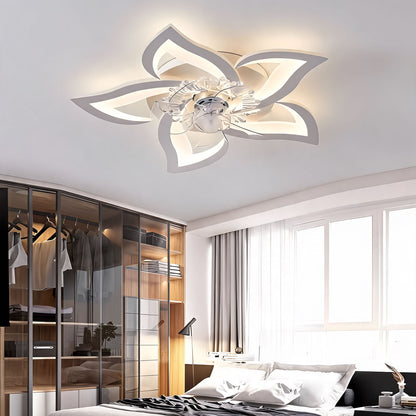 Heart & Flower Design Flush Mount Ceiling Fan with 50W LED Light Black or White