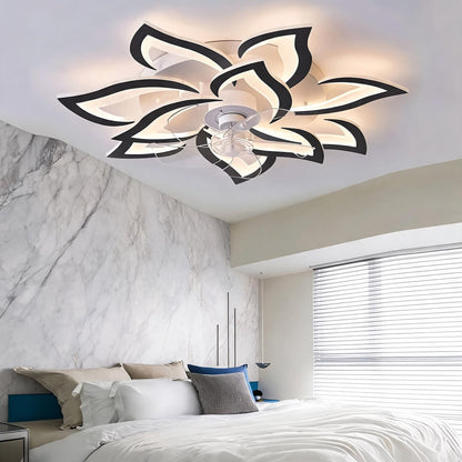 Heart & Flower Design Flush Mount Ceiling Fan with 50W LED Light Black or White