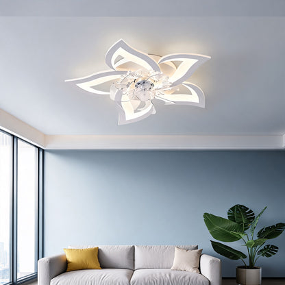 Heart & Flower Design Flush Mount Ceiling Fan with 50W LED Light Black or White