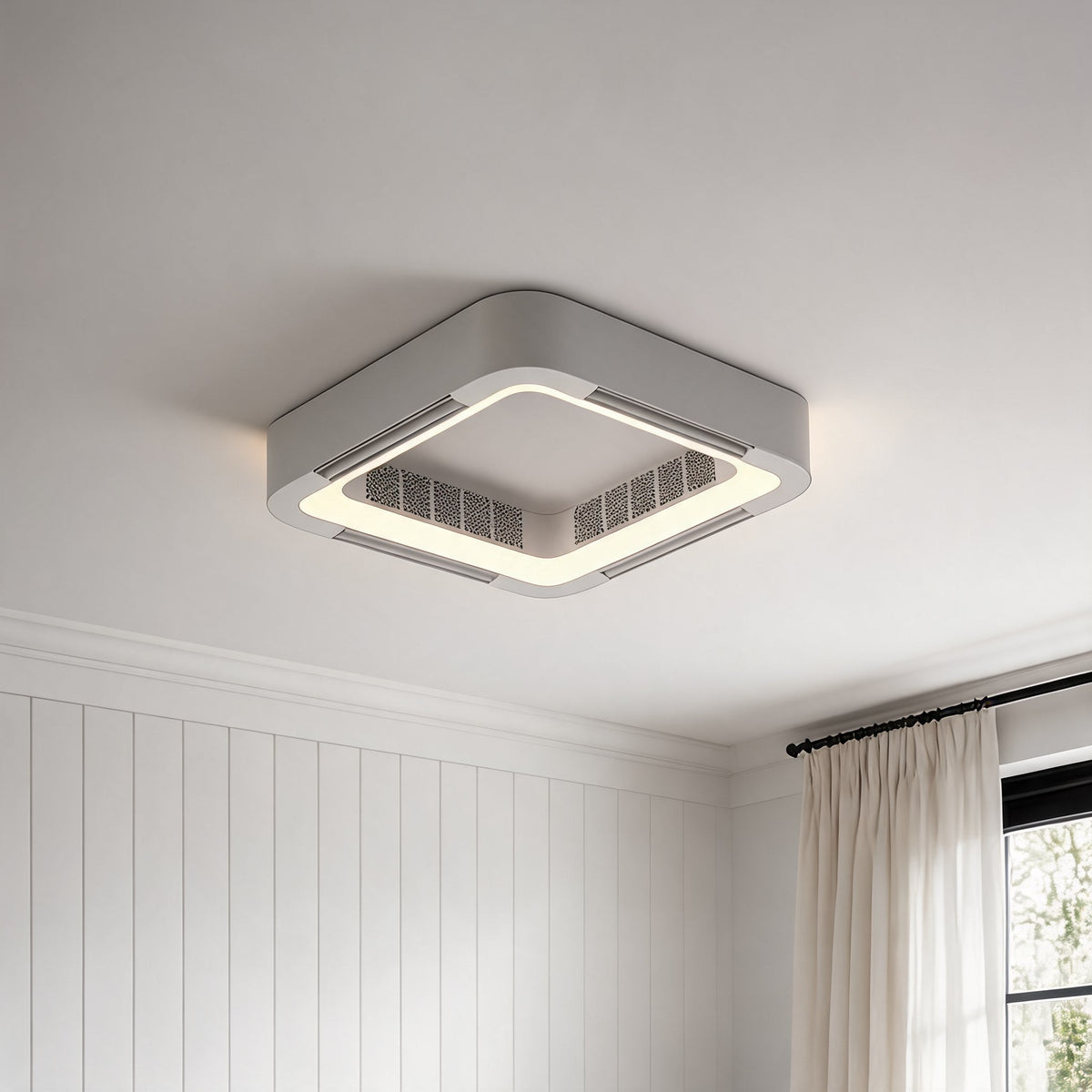 Bladeless Ceiling Fan with Dimmable LED Light Flush Mount or Pendant IP55