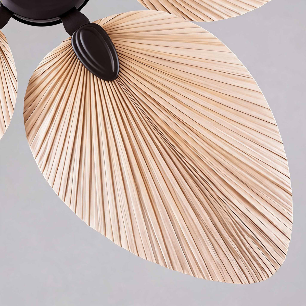 Natural Palm Leaf Ceiling Fan with Light Remote Control & Reversible Airflow