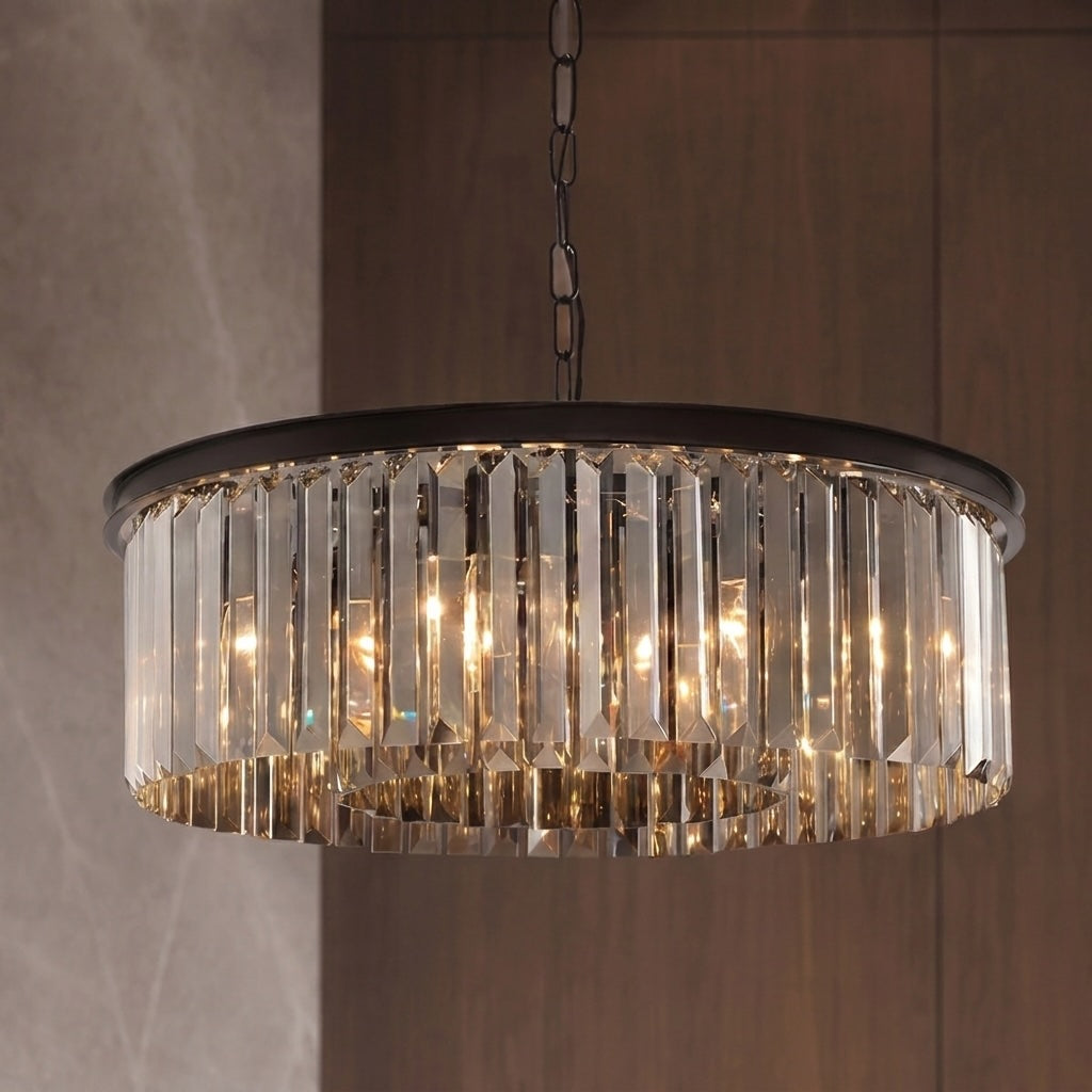 Black K9 Crystal Chandelier Pendant Adjustable Metal LED