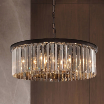 Black K9 Crystal Chandelier Pendant Adjustable Metal LED