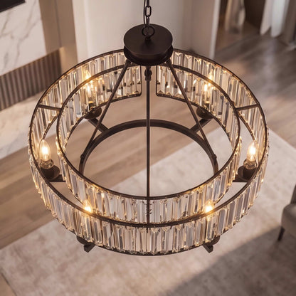 Rustic Crystal Chandelier Black Brown K9 6 or 8 Light