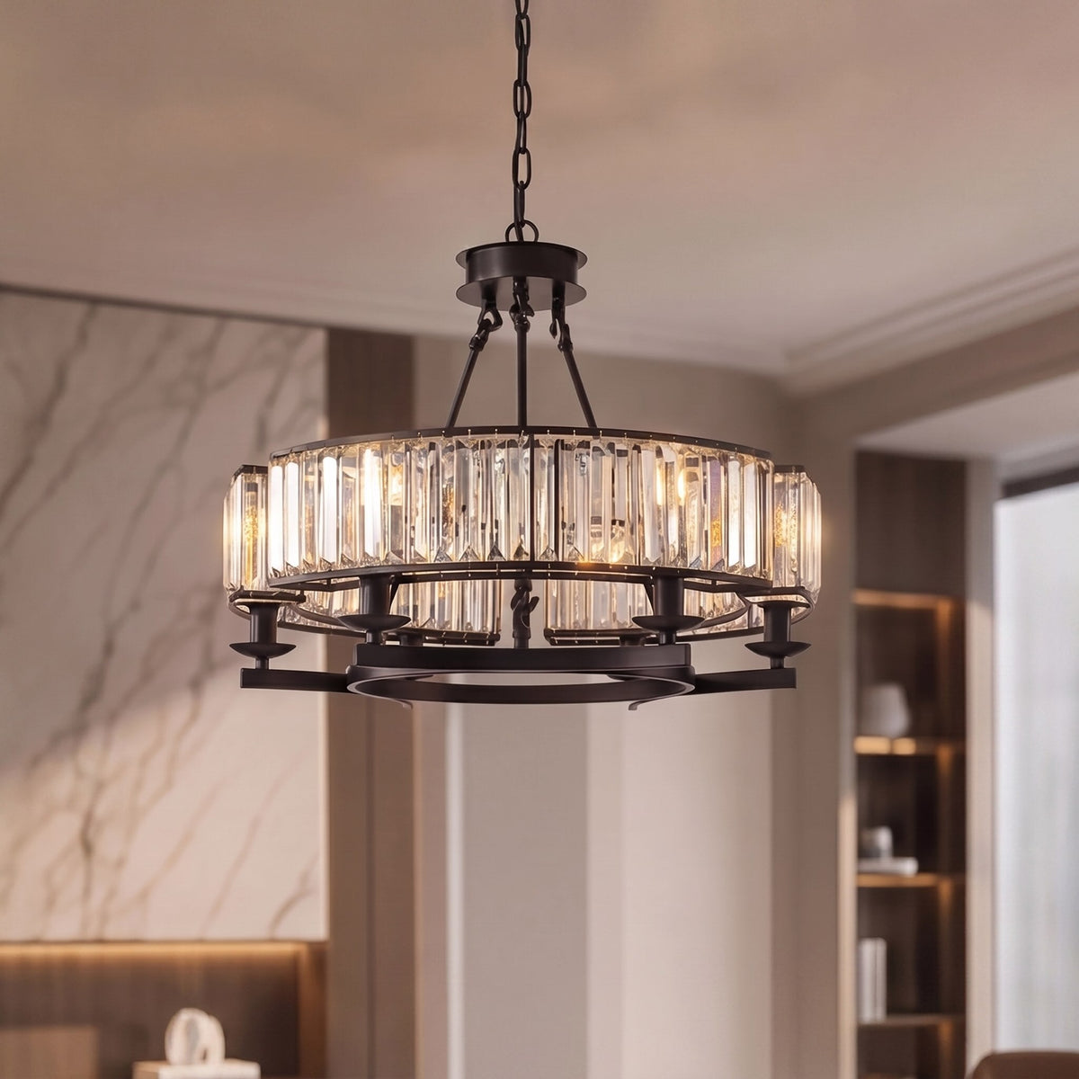Rustic Crystal Chandelier Black Brown K9 6 or 8 Light