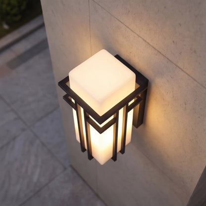 Industrial Outdoor Wall Light Weatherproof Fixture Matte Black Iron and Glass for Gardens and Patios