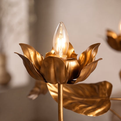 Antiqued Gold Branch Leaf Chandelier Iron 5 or 6 Light
