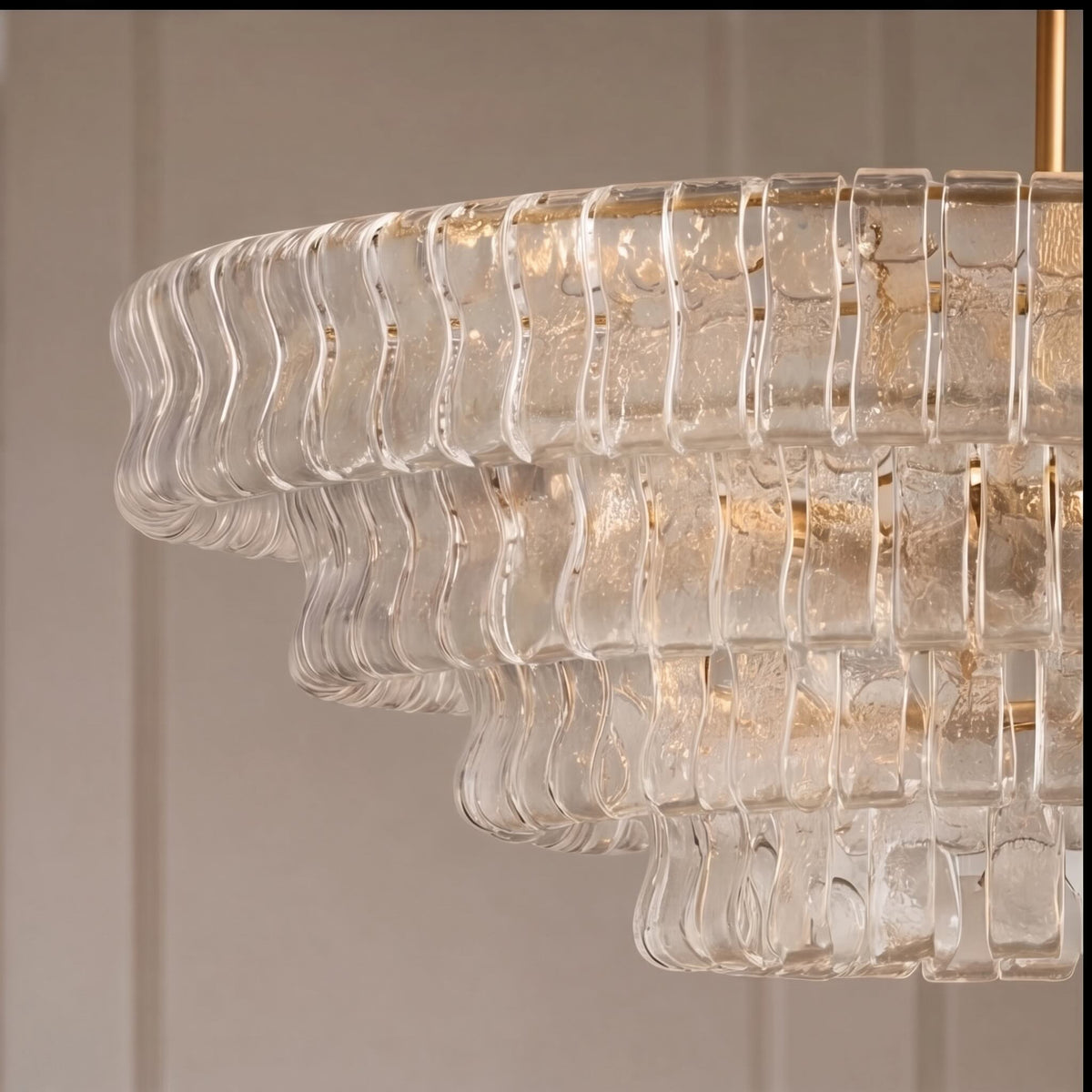 Round Textured Glass Steel Chandelier 6-Light LED