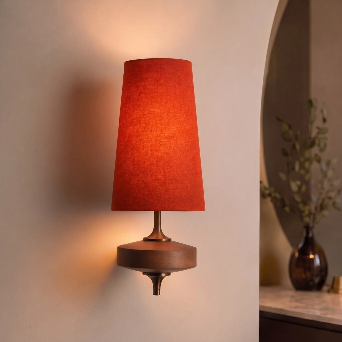 Walnut Metal Wall Sconce Adjustable LED Reading Light