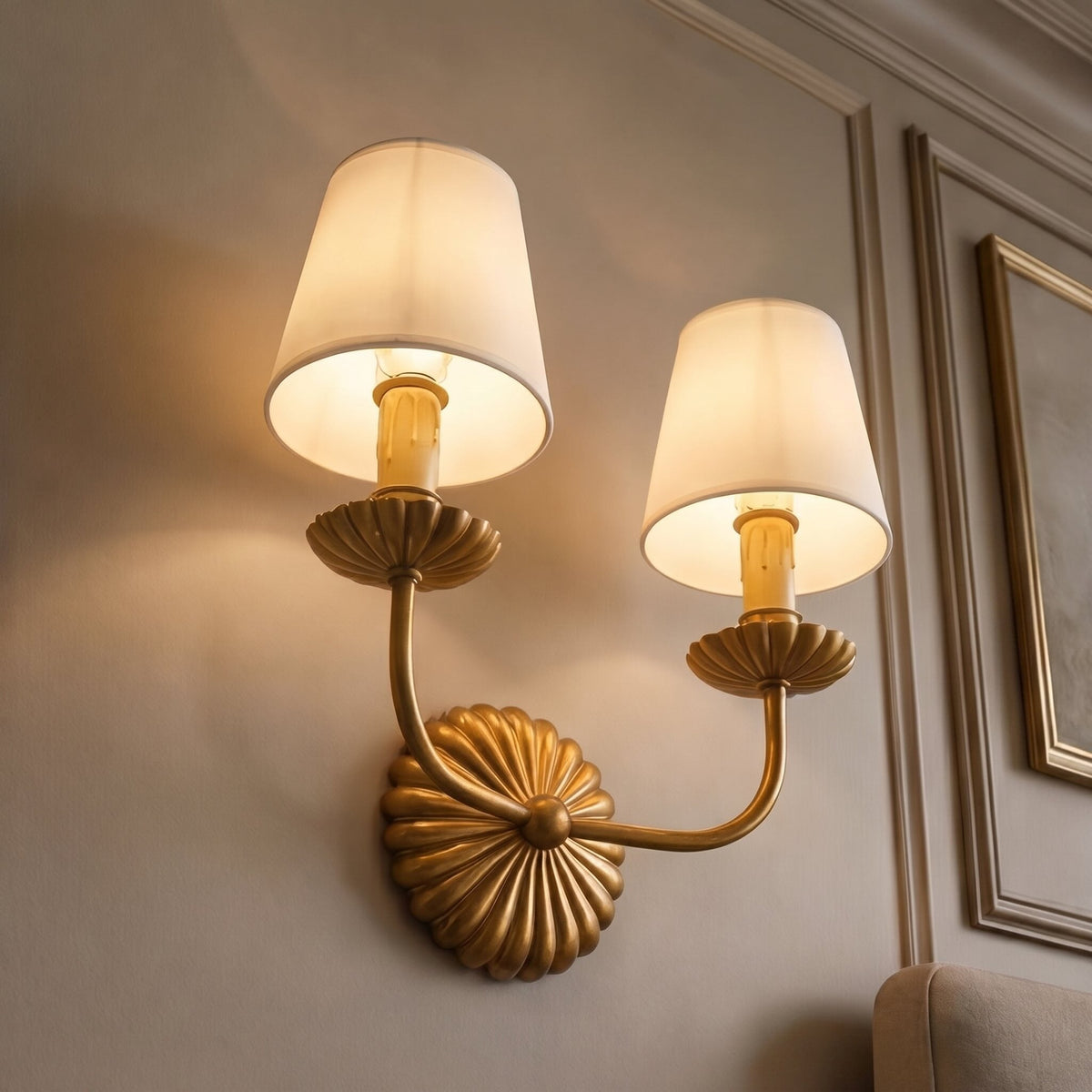 Antique Gold Wall Light Adjustable Metal LED Fixture