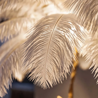 Ostrich Feather Floor Lamp Copper Base Ambient LED