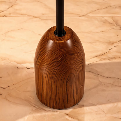 Raffia Shade Floor Lamp Walnut Base Adjustable LED