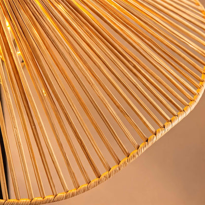 Raffia Shade Floor Lamp Walnut Base Adjustable LED