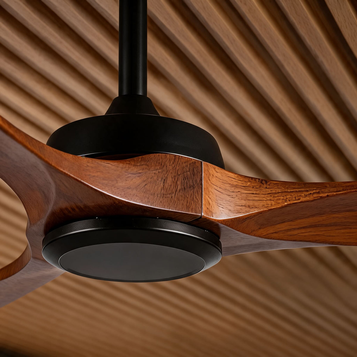 Walnut Wood Blade Outdoor Ceiling Fan IP65 Waterproof 6 Speed 105 to 152 cm