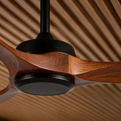 Walnut Wood Blade Outdoor Ceiling Fan IP65 Waterproof 6 Speed 105 to 152 cm