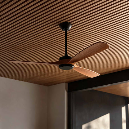 Walnut Wood Blade Outdoor Ceiling Fan IP65 Waterproof 6 Speed 105 to 152 cm