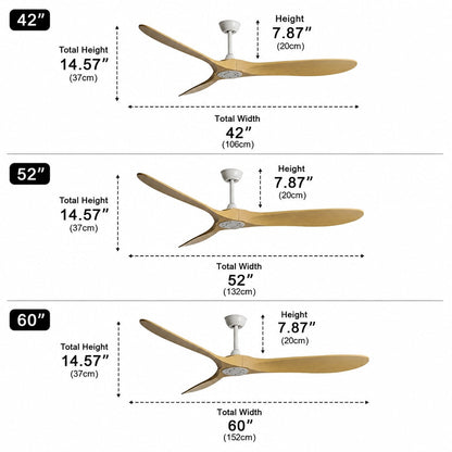 Sculpted Blade Scandinavian DC Ceiling Fan 6 Speed Wall Control 106 to 152 cm