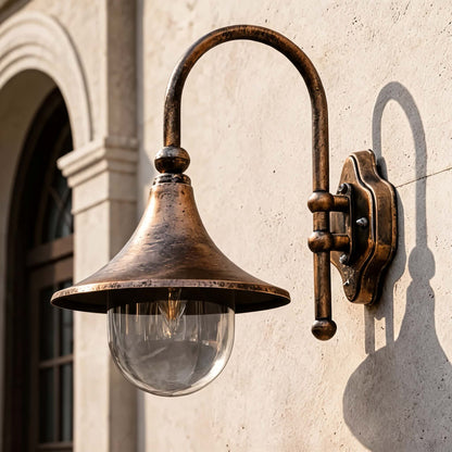 Vintage Outdoor Wall Light Waterproof Aluminum Horn Shape LED Fixture Warm White 3000K