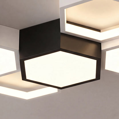 Hexagon Iron Acrylic LED Semi-Flush Ceiling Light 5 to 10 Light Dimmable