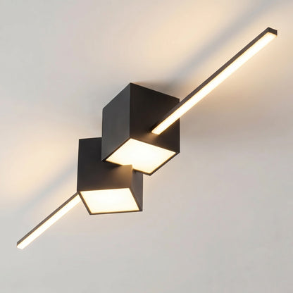 Geometric Long Strip LED Flush Mount Ceiling Light 32W Dimmable White Black