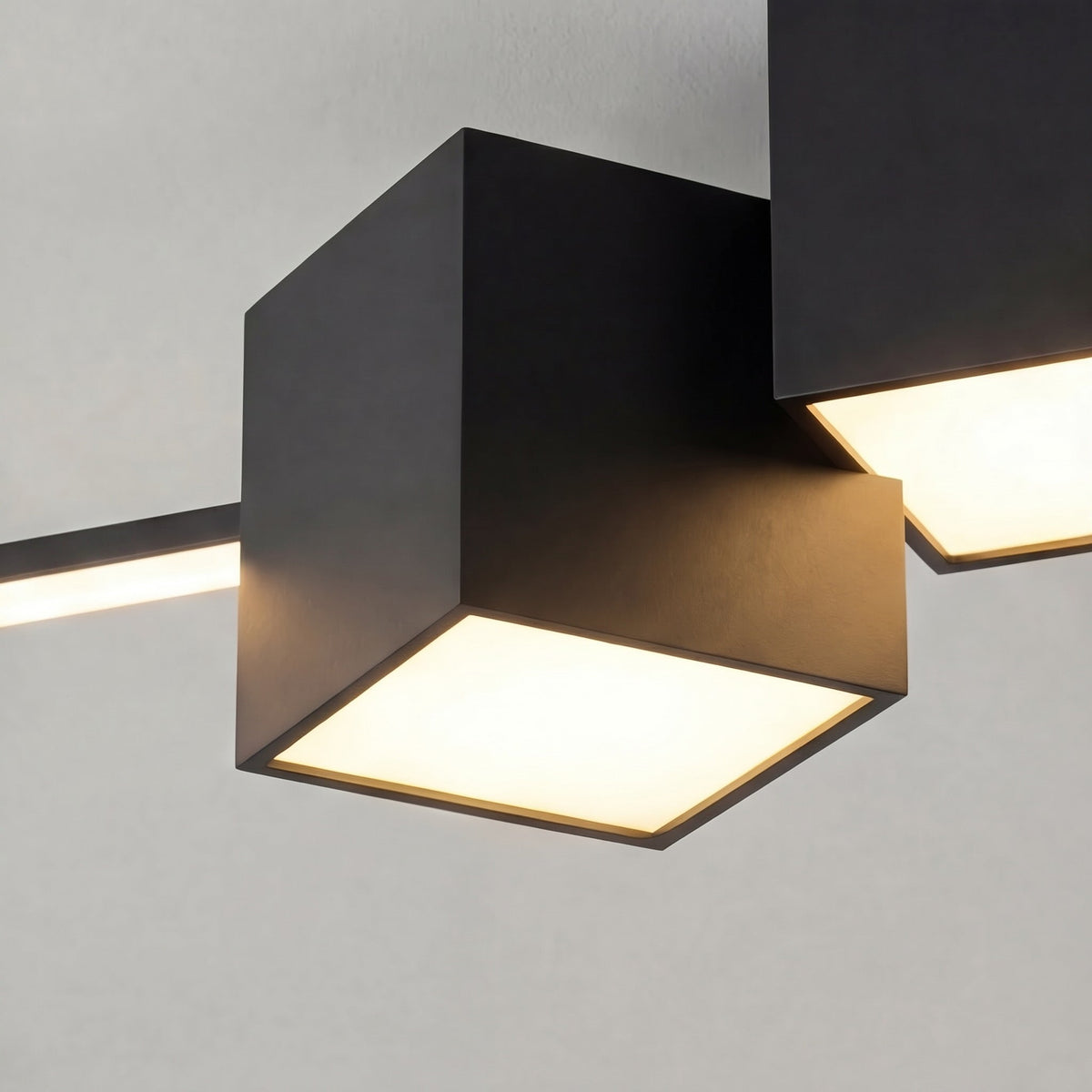 Geometric Long Strip LED Flush Mount Ceiling Light 32W Dimmable White Black