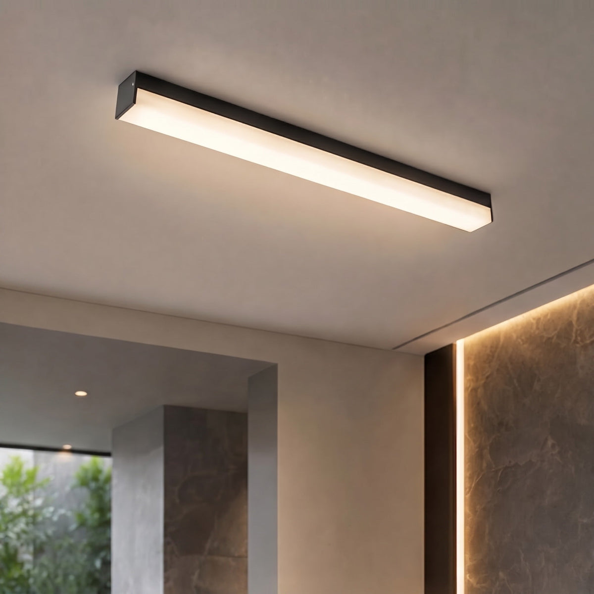 Minimalist LED Strip Flush Mount Ceiling Light Aluminium Dimmable 12-80W
