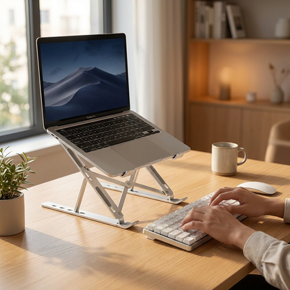 Aluminium Foldable Laptop Stand Adjustable Cooling Ergonomic Home Office 4 Anti-Slip Rubber Pads
