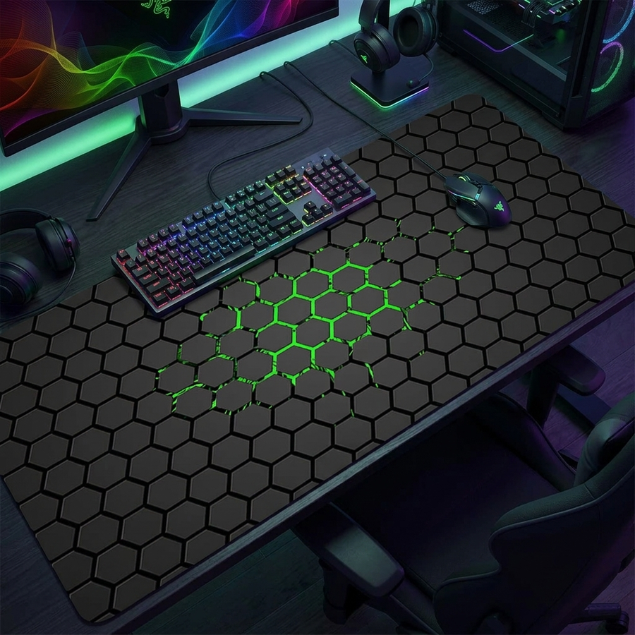 Hexagon XXL Gaming Mouse Pad Desk Mat Non-Slip Unique Shape Soft Rubber Surface