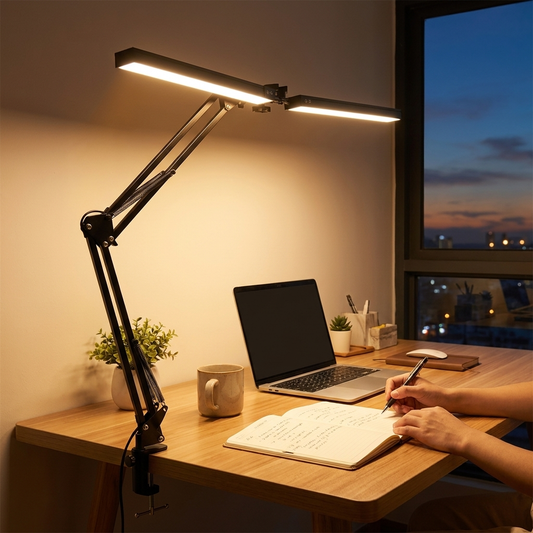 LED Clamp Desk Lamp – 5 Light Modes Auto Shut-Off Eye Protection